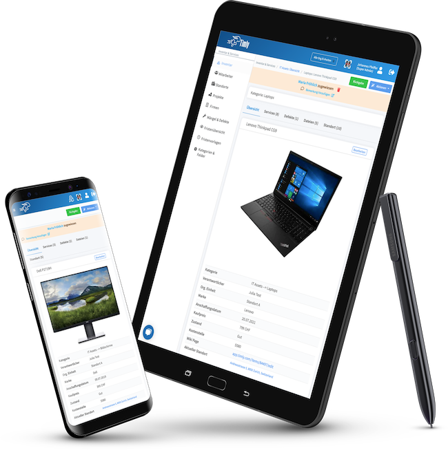 Tablet zeigt IT Inventarisierung von mobilen Geraeten
