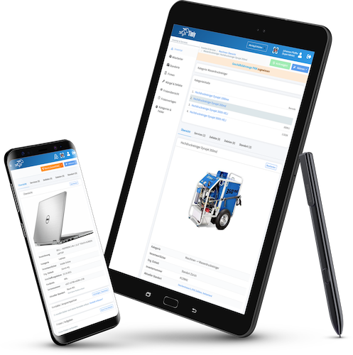 Inventory software IT on a smartphone and tablet