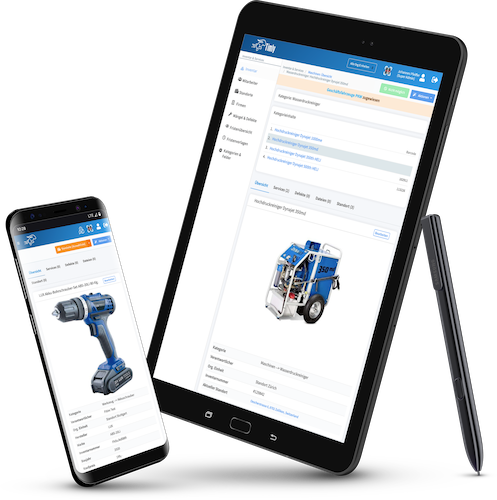 Equipment management on smartphone and tablet