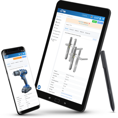 Warehouse management software on two devices