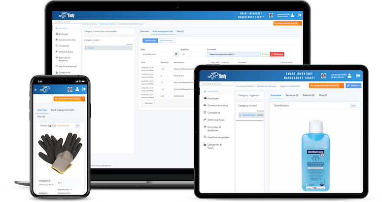 Supply Management with Timly shown on multiple devices