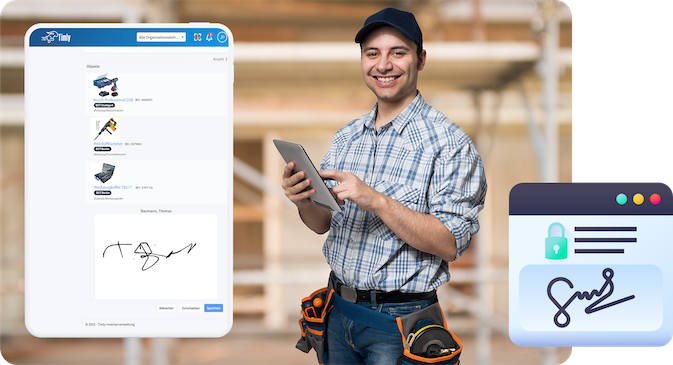 Employee performs tool tracking with signature