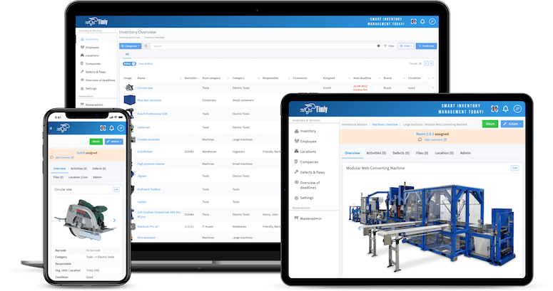 Equipment Maintenance Software Timly being shown on multiple devices