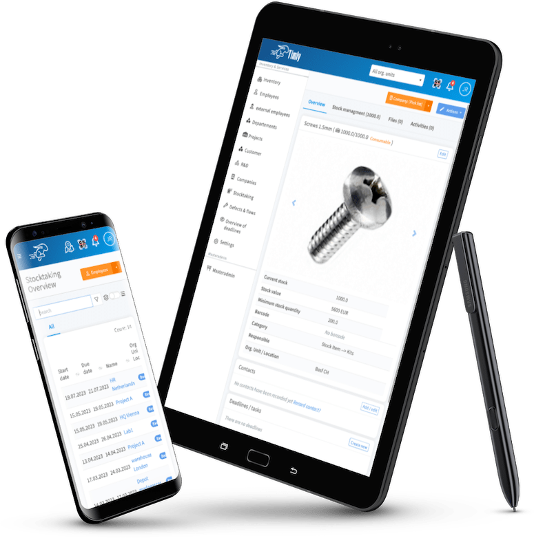 Tool Management solution Timly being shown on multiple devices