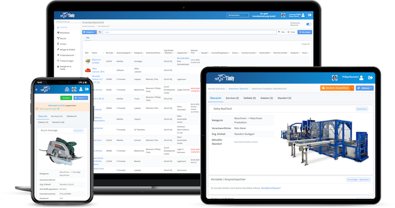 Timly inventory management software displayed on various devices