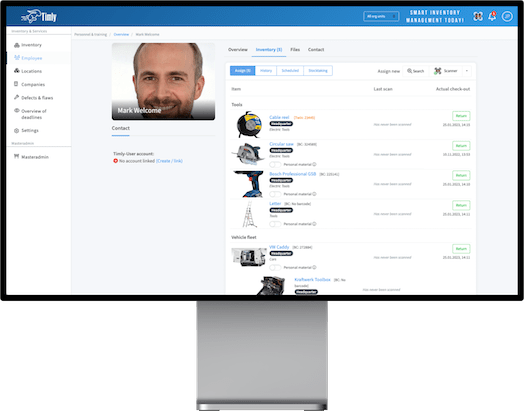 Timly Tool Tracking Employee Profile Desktop View