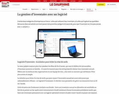 Article du journal Le Dauphiné Libéré sur le logiciel de gestion de stocks Timly