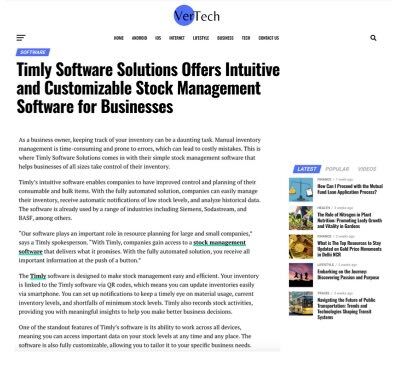 image that shows an article about Timly's stock management solutions