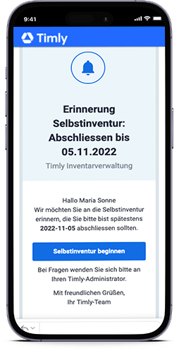 Inventur Software Notification auf dem Smartphone