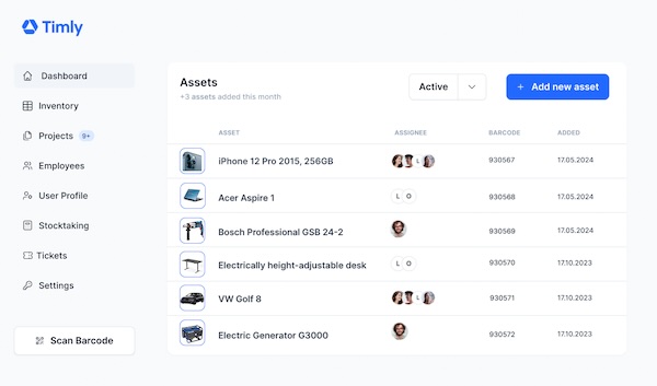 Inventory Management Software in the desktop overview