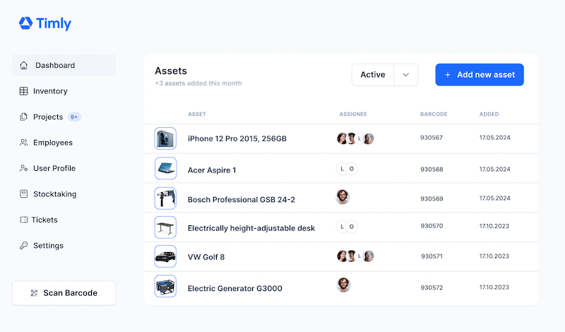 Timly Material Management Software Overview