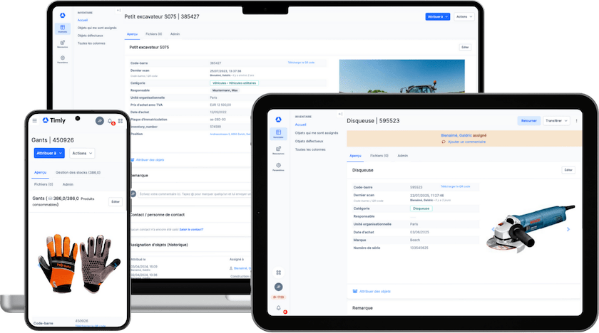 Gestion des outils logiciel Timly mobile Le logiciel de gestion des outils Timly sur smartphone, tablette et ordinateur