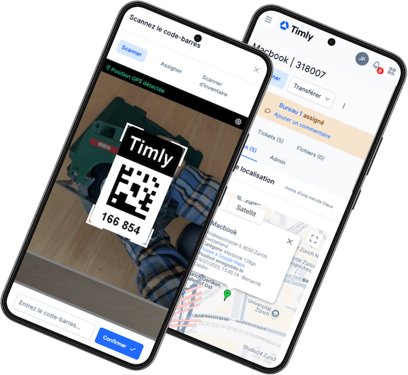 logiciel de gestion des outils sur deux téléphones mobiles