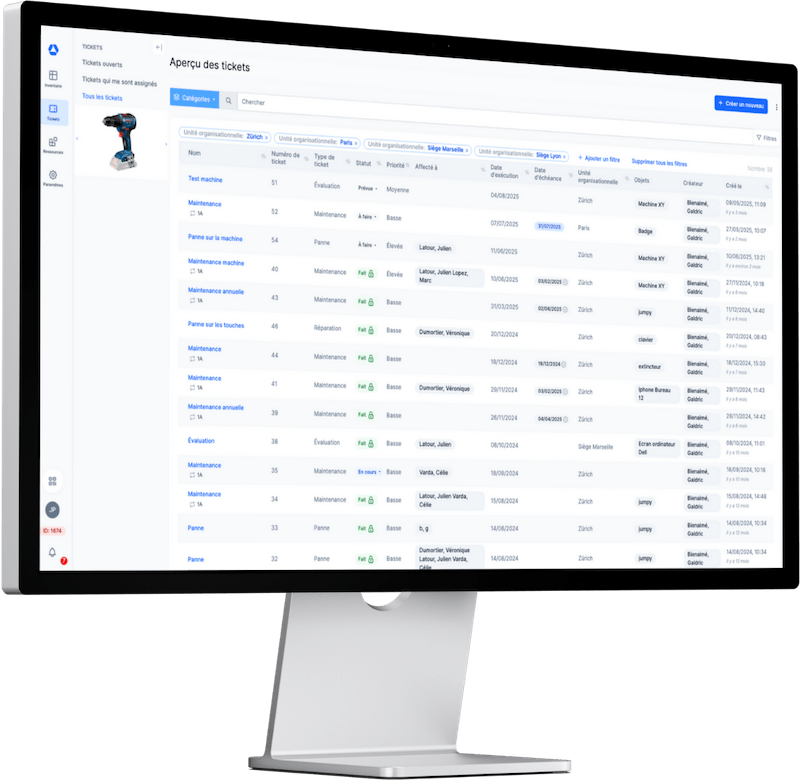 Logiciel de gestion des outils avec planification et tickets