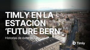 Vista aérea del edificio de la estación “Future Bern” y su entorno urbano, donde Timly apoya la gestión digital de activos del proyecto ARGE.