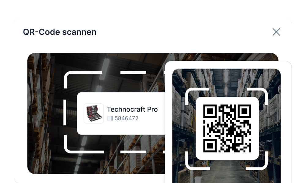 Bild zeigt Barcode-Scanner als Funktion in Timly Inventarsoftware