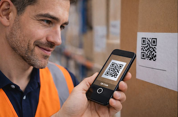 Lagerarbeiter führt App Inventur mit Timly durch