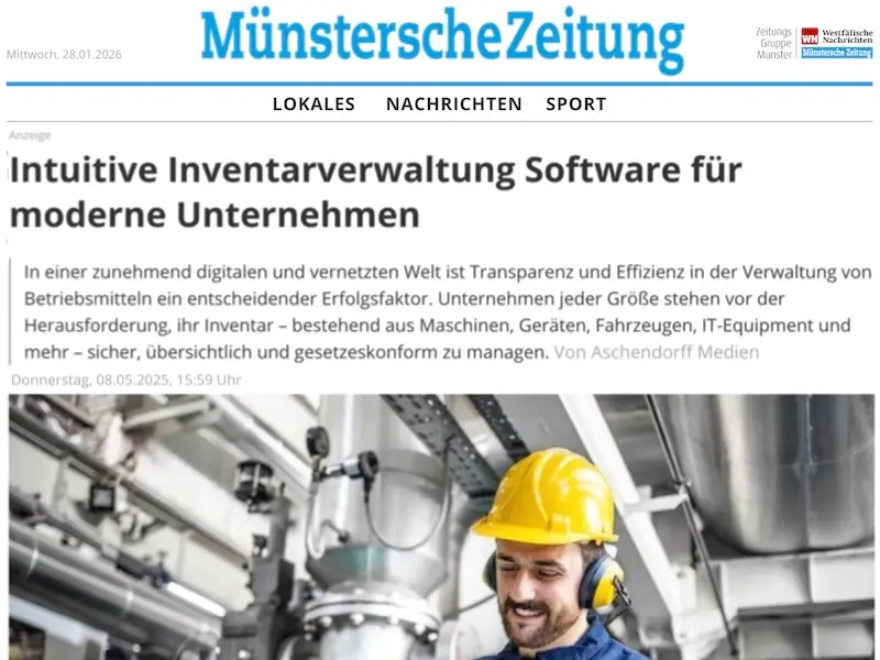 Die Timly Instandhaltungssoftware vorgestellt in Münstersche Zeitung