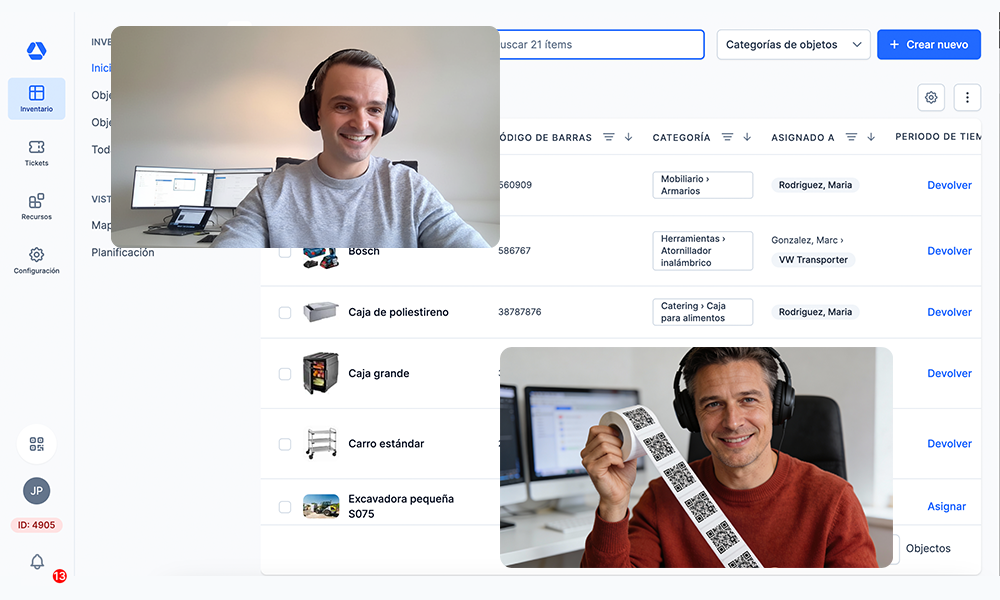 Software de inventario en demo con el equipo de Timly
