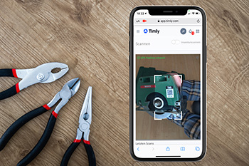 Die digitale Werkzeugverwaltung Software Timly auf Mobilgeraeten funktionell