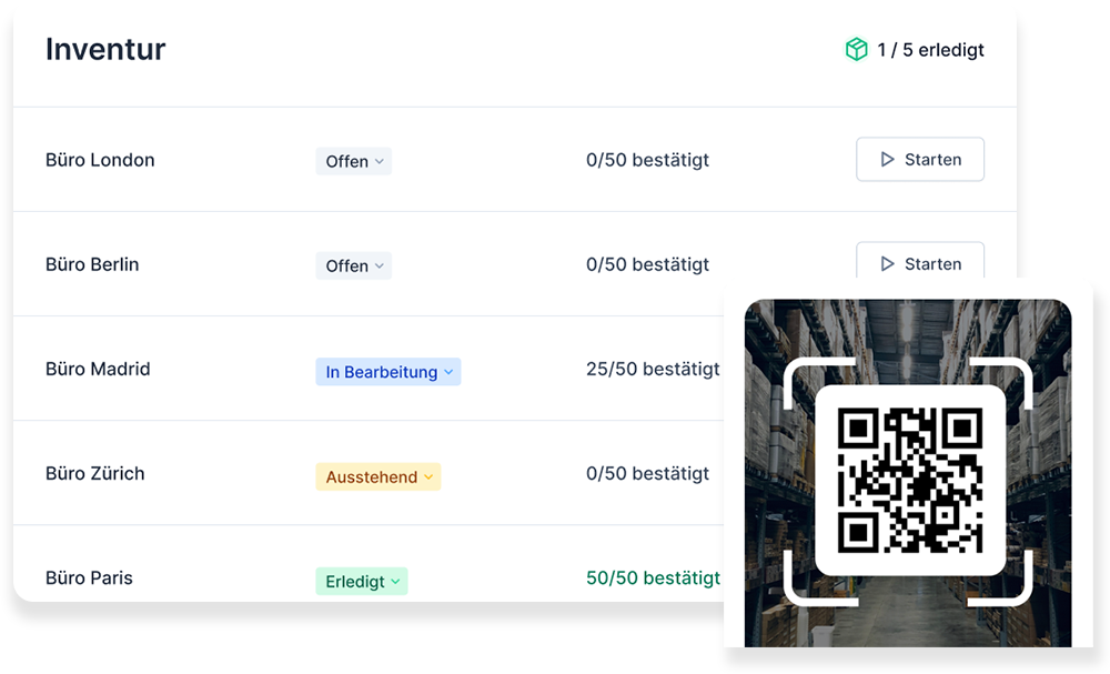 Digitale Inventur App mit Barcode Scanner dargestellt