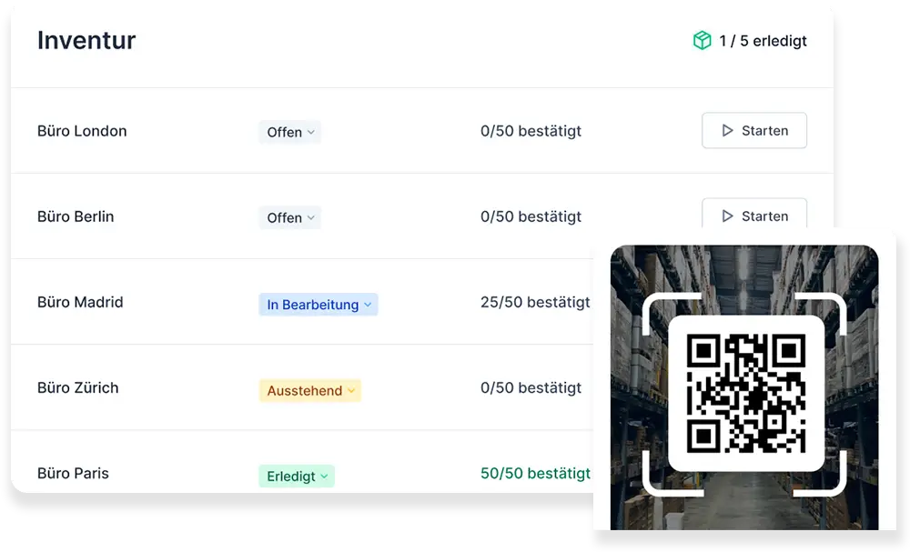 Digitale Inventur App mit Barcode Scanner dargestellt