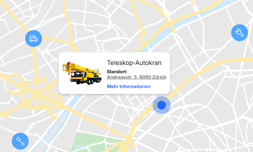 GPS Tracking Karte in der Timly Werkzeugverwaltung Software dargestellt