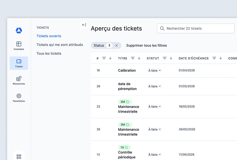 L’image montre le système de ticketing du logiciel de gestion de parc Timly.