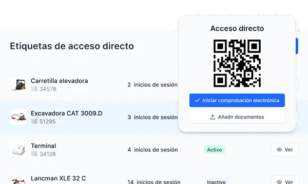 Software GMAO de Timly con códigos QR para acceso directo a equipos y comprobaciones electrónicas de mantenimiento