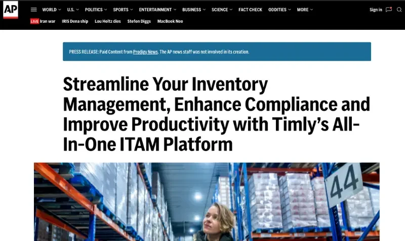 Timly Asset Inventory Software on APNEWS Screenshot