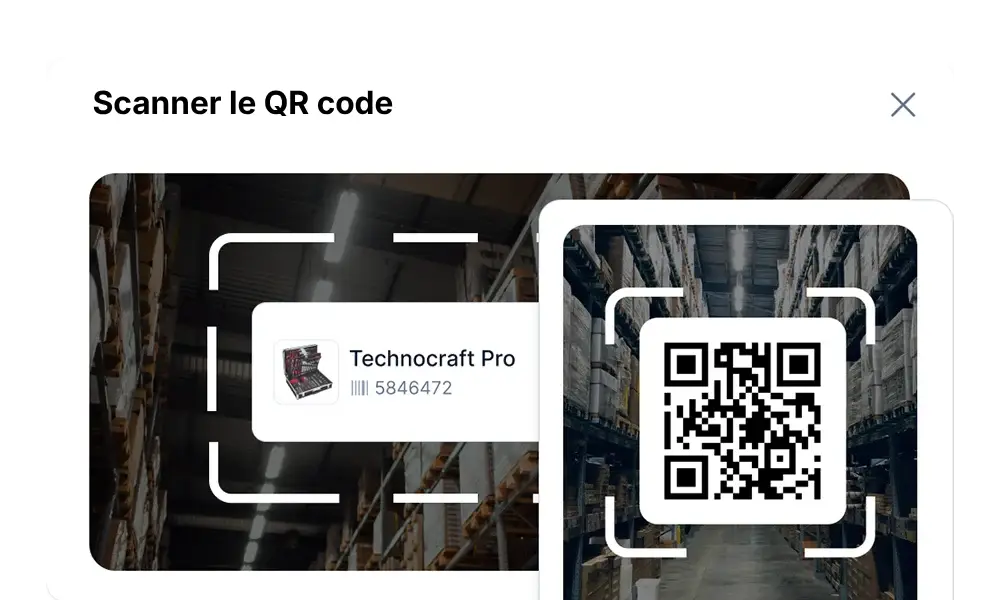 L’image montre le scanner de codes-barres intégré au logiciel de gestion de parc Timly