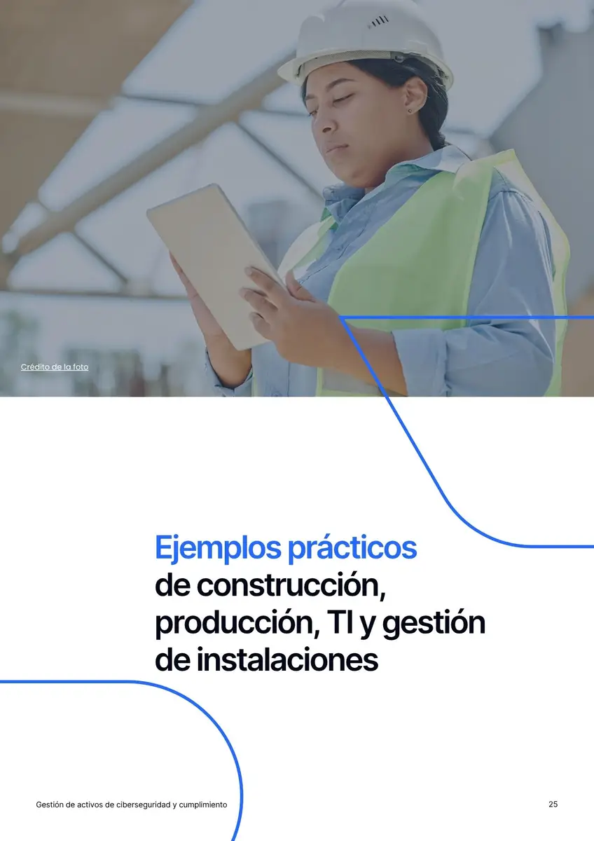 Página de contenido del informe de Timly sobre gestión de activos de ciberseguridad y cumplimiento: ejemplos prácticos de construcción, producción, TI y gestión de instalaciones